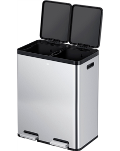 Cubos de pedal mate de acero inoxidable 30+30 litros con cierre suave
