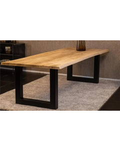 Mesa de roble acabada en blanco con patas en A negras 180x90 cm
