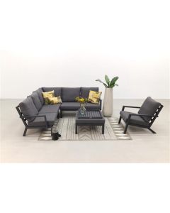 Conjunto de jardín Hyacint con sofá de esquina y otomana