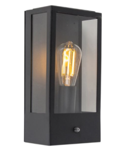 Lámpara de pared Max, negra con sensor de luz-oscuridad IP44