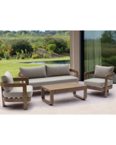 Conjunto de salón Begonia de aluminio con aspecto madera