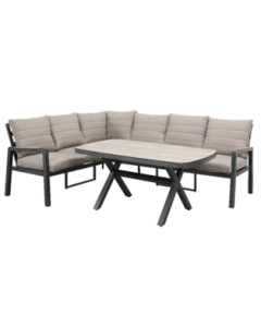 Sofá rinconero Crocus con cojines taupe