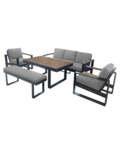 Conjunto de jardín Freesia bank+mesa+baño y dos sillas