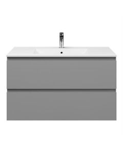 Mueble de baño BP sin tirador, gris claro, 100 x 46 cm