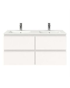 Mueble de baño BP 4 cajones, lavabo doble, blanco mate, 120 x 46 cm
