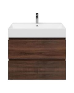 BP mueble de baño con fregadero profundo, nuez, 80 x 46 cm