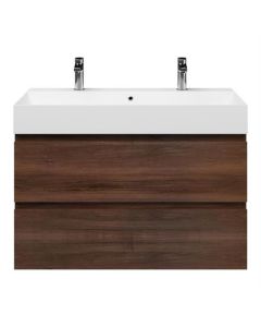 BP mueble de baño con lavabo profundo, nuez, 100 x 46 cm