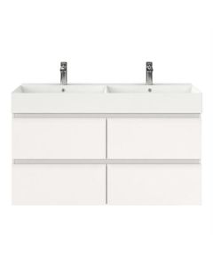 BP mueble de baño 4 cajones, doble lavabo, blanco brillante, 120 x 46