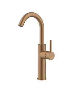 Grifo de lavabo BP elevado, caño giratorio, cobre cepillado