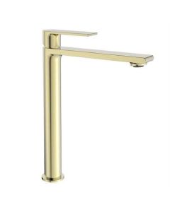 Grifo de lavabo elevado, oro pulido, clásico