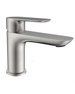 Grifo de lavabo de acero inoxidable mate, salida plana