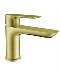 Grifo de lavabo dorado cepillado, salida plana