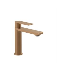 Grifo de lavabo con salida fija plana, cobre, redondo