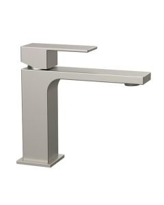 Grifo de lavabo con salida fija plana, acero inoxidable pulido