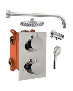 BP empotrado regendoucheset rvs cepillado, ducha de mano