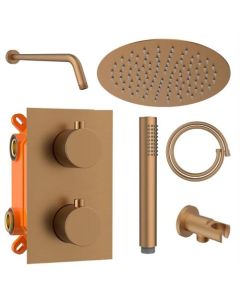 BP conjunto de ducha empotrado cobre cepillado, ducha de mano