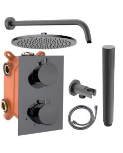 BP empotrado regendoucheset gunmetal gris claro, ducha de mano