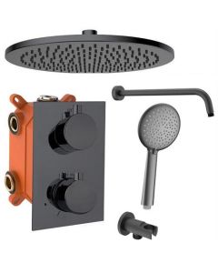 Conjunto de ducha de lluvia incorporado BP gunmetal gris oscuro