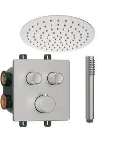 BP conjunto de ducha de lluvia incorporado acero inoxidable cepillado
