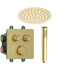Conjunto de ducha de lluvia empotrado en oro cepillado BP