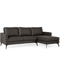 Sofá rinconero Lindsey de microcuero antracita con chaise longue a la derecha