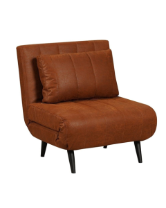 Sillón cama Claudia de eco-cuero cognac para 1 persona