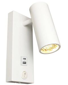 Lámpara de pared con conexión USB - blanca - incluye LED 3W