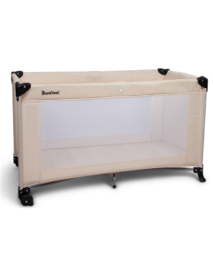 Cama infantil plegable con ruedas y bolsa de almacenamiento color arena