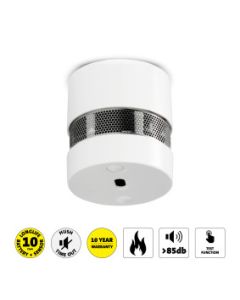 Mini detector de humo con batería de 10 años Blanco