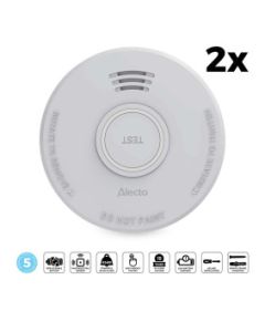 Detector de humo con batería de 5 años, 2 unidades